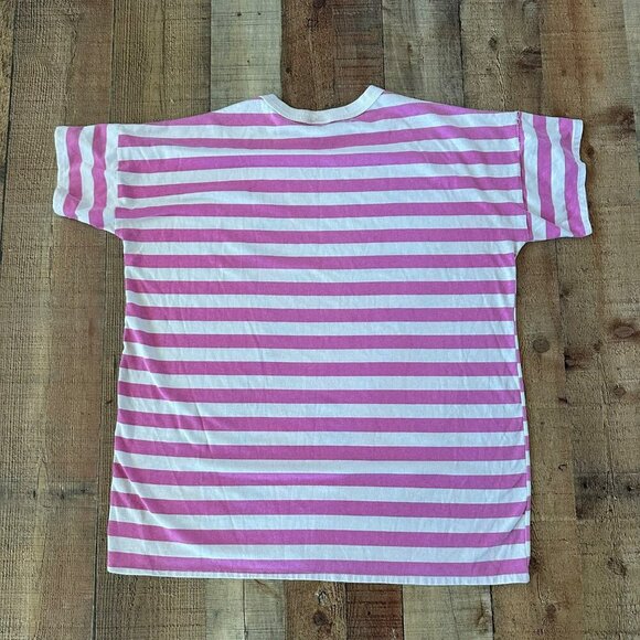 Vintage 1978 Flirts Garfield Striped T-Shirt Cartoon Graphic Pink & White - Picture 11 of 11